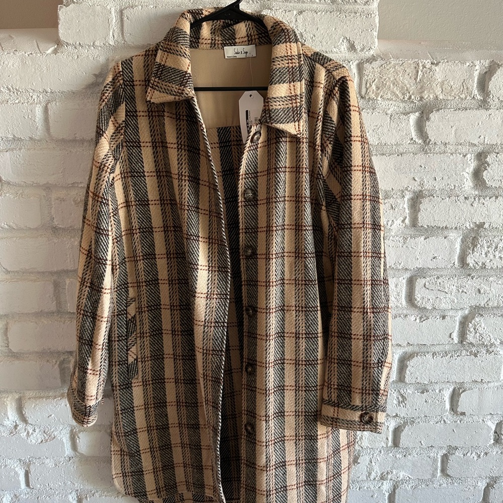 Sadie & Sage Cream and Black Trench Coat